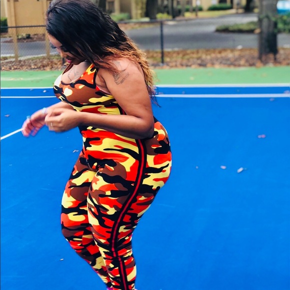 plus size orange camo pants